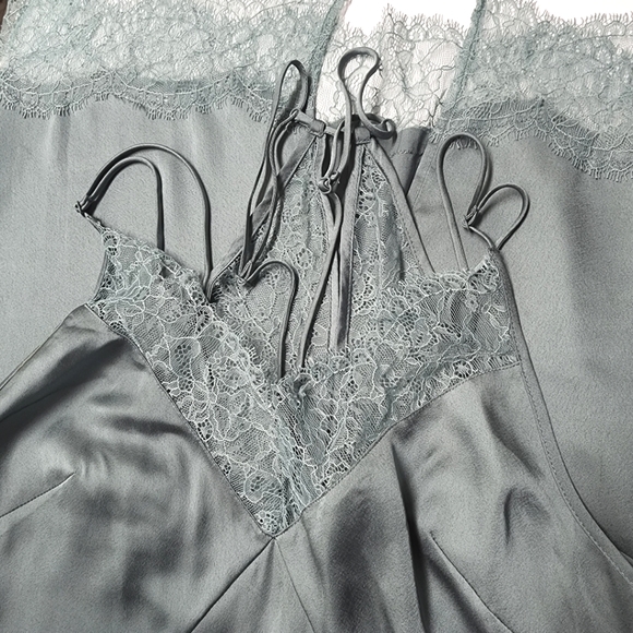 H&M pale green gray lace slip dress midi size 8 - Picture 5 of 8